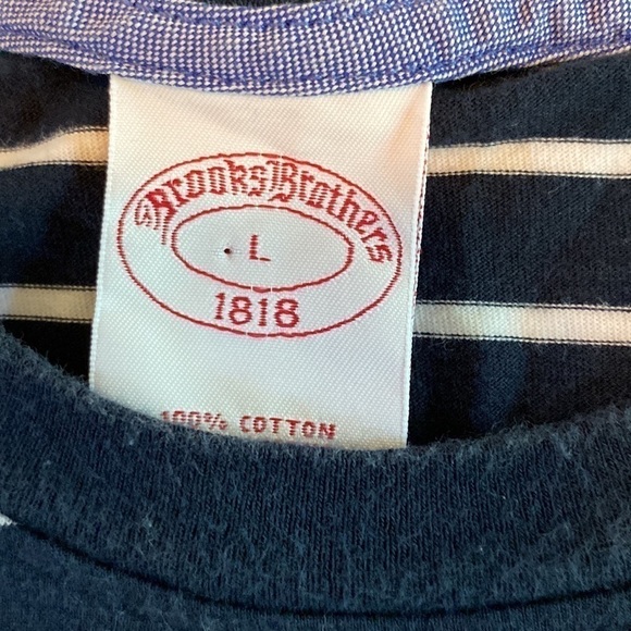 Brook’s brothers t short sleeve t shirt navy and white size large - Picture 2 of 7